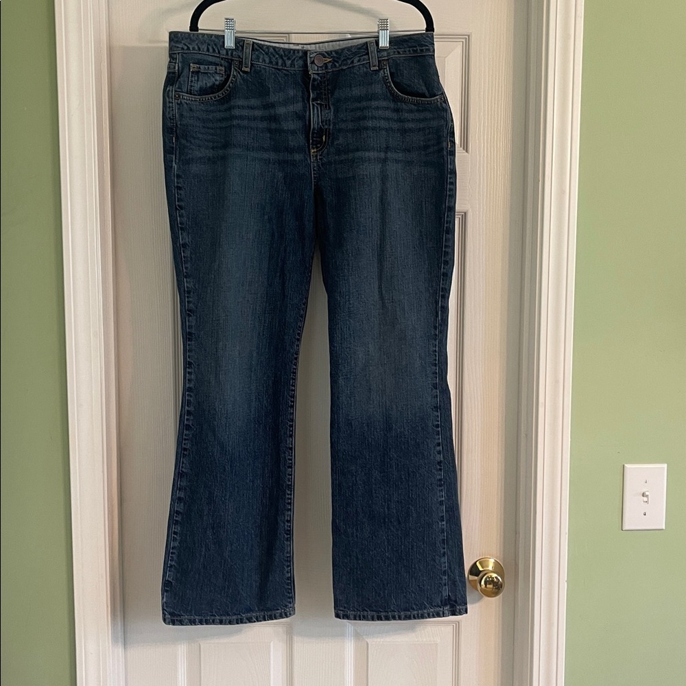 Lands End Womens Original Fit Boot Leg Jeans 14